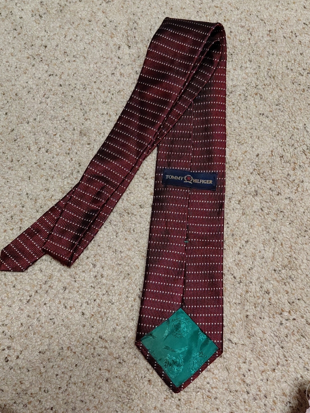 Tommy Hilfiger Maroon Textured Silk Tie with Subtle Stripe
